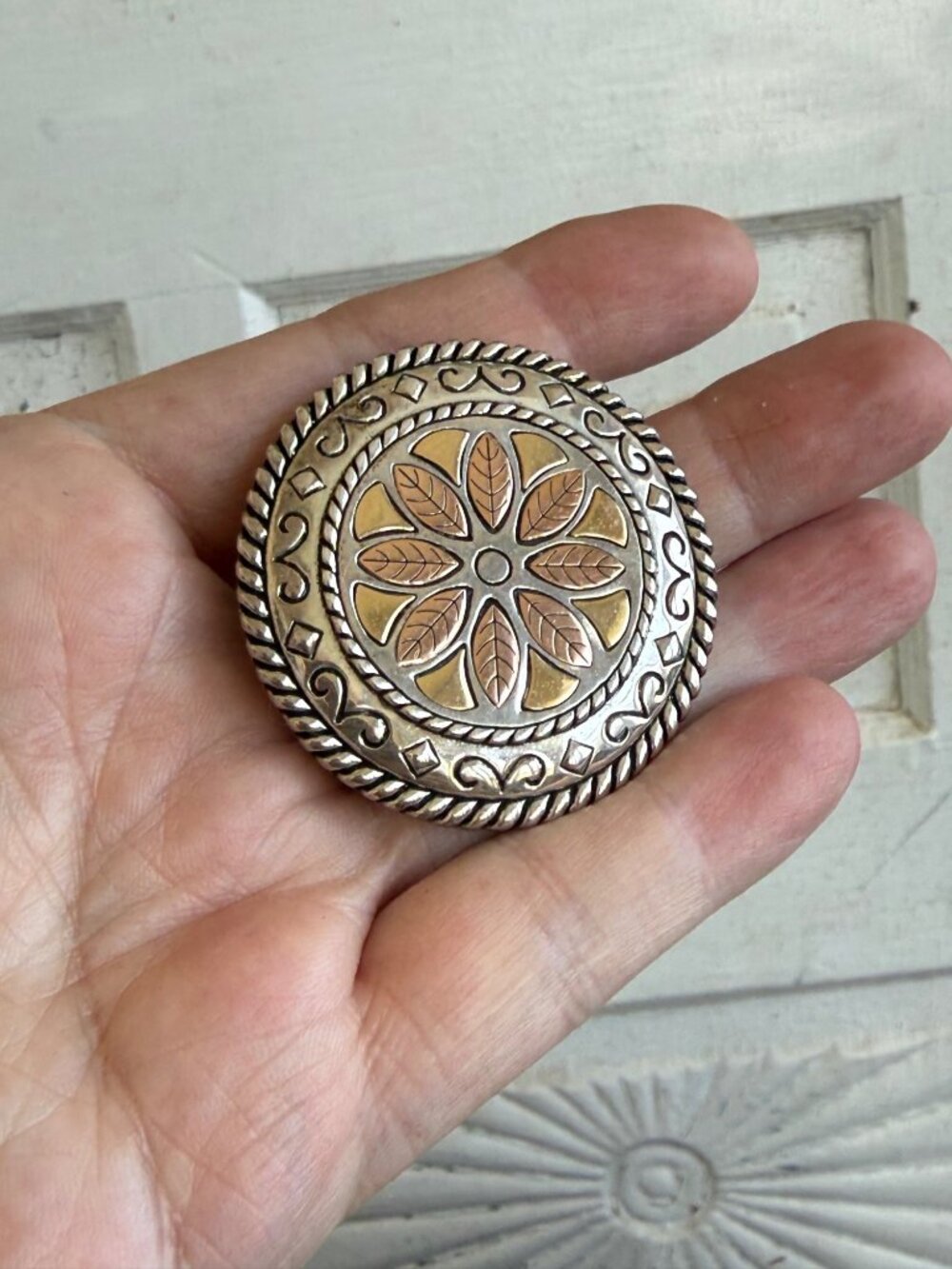 Vintage 90's Carolyn Pollack Relios Southwestern Medallion Pendant 14K Sterling - Picture 12 of 12